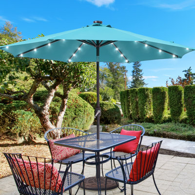 Parasol de marché extérieur DEL 9 pi avec bouton-poussoir inclinable Dorelli