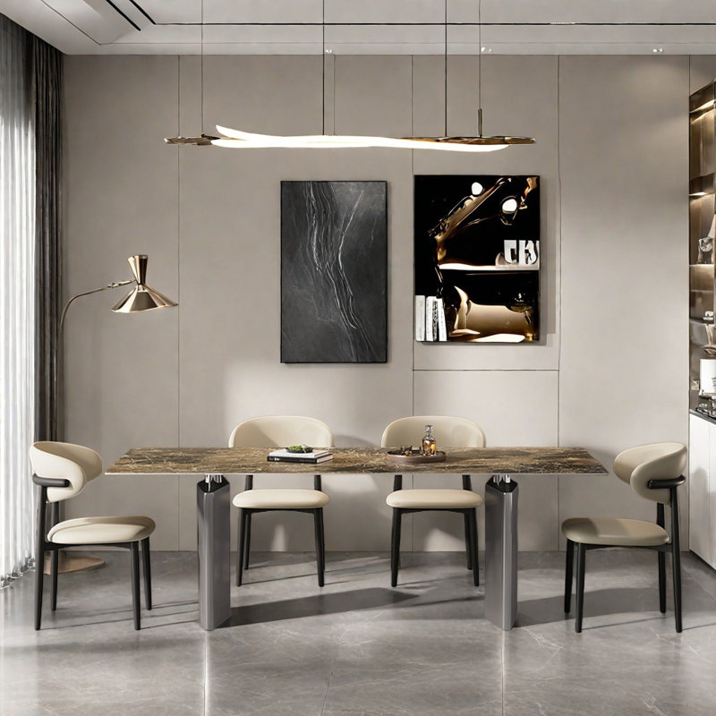 Table et chaise haut de gamme moderne et rectangulaire simple, H 29,52 po x L 55,11 po x l 31,49 po