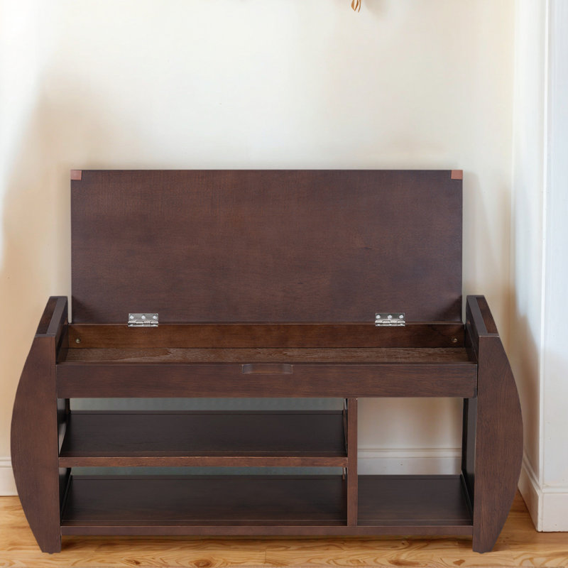 Banc de rangement en tissu, Espresso, H 18,28 po x l 42 po x P 13 po