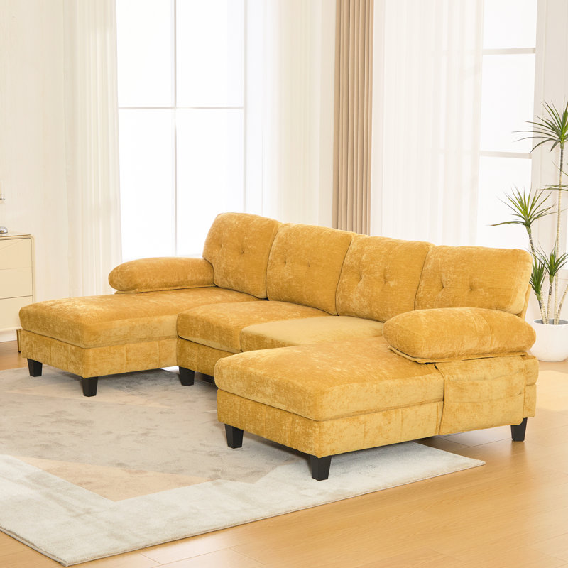 Canapé en chenille de 103,5 po, Jaune