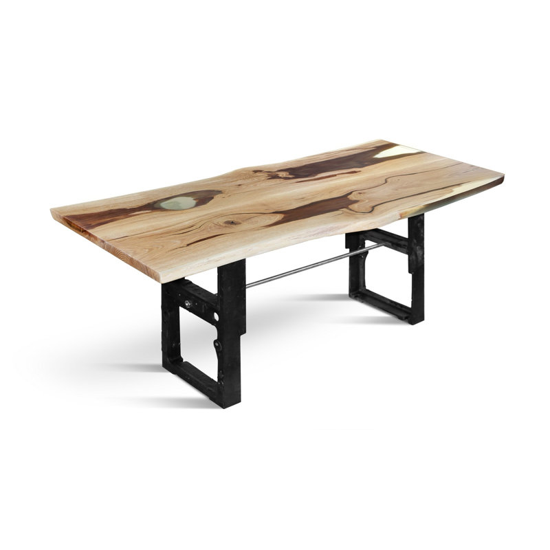 Ivalee Rectangular Wood Top Dining Table with Steel Base