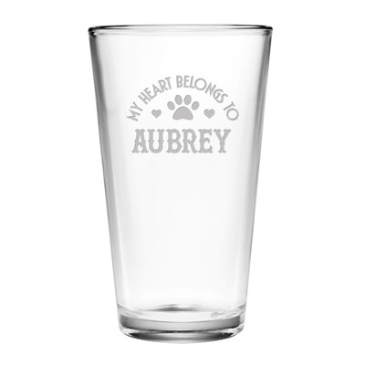 Personalized My Heart Belongs 16 oz. Pinte de verre