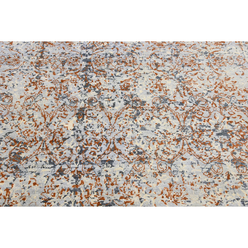 Oriental Area Rug in Gray/Rust, Rectangle 8' x 10'