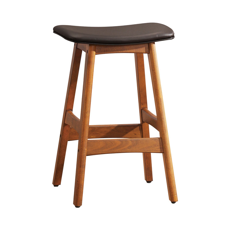 Ensemble de 2 tabourets à hauteur de comptoir en bois massif au fini noyer massif Mid-Century, Brun