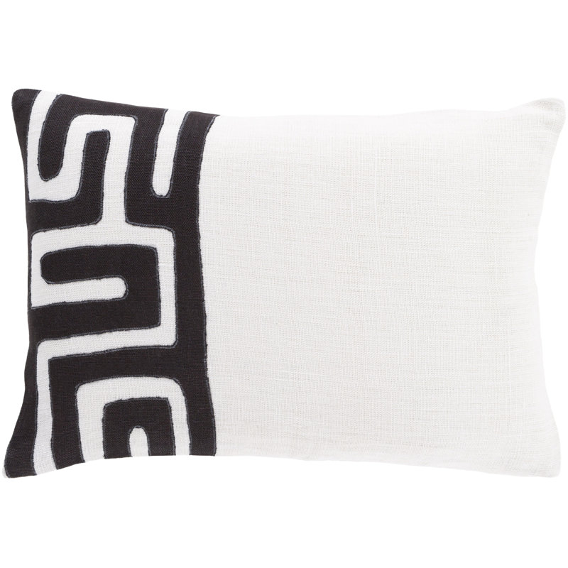 Housse de coussin lombaire 100% lin de couleur nairi, Noir / neutre