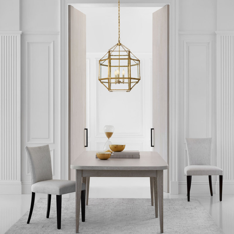 Suzanne Kasler Morris Small Lantern, Gold, Clear, 30.25" H x 23.25" W x 23.25" D