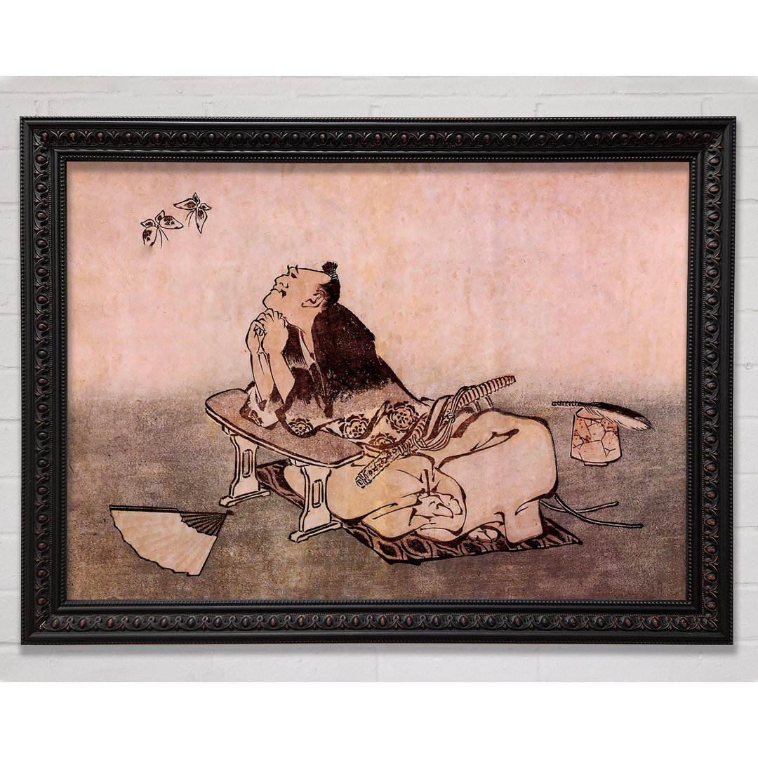 Hokusai A Philosopher Looking At Two Butterflies - Einzelner Bilderrahmen Kunstdrucke