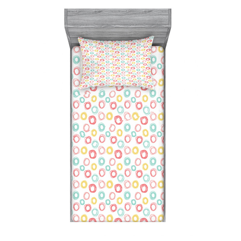 Microfiber Geometric Sheet Set, Twin Sheet Set with Fitted Sheet