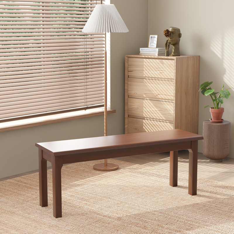 63in Solid Wood Dining Bench Entryway Bench End-of-Bed Bench, 17.7" H x 63" W x 14.2" D, Brown