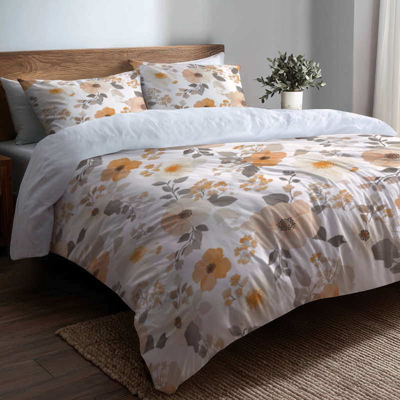 Ensemble d'édredon 6 pièces Boho - Ensemble de literie à motif floral saisonnier Bloom, King Comforter + 3 Additional Pieces