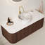 Meuble-lavabo de salle de bain 48 po avec lavabo, lavabo mural à bords courbés et rayés avec 2 tiroirs, lavabo rond en céramique blanc avec motif de pierre, pré-assemblé-117090427