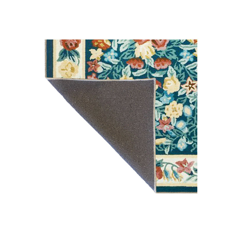 Tapis décoratif bleu à motif floral lavable à la machine, Tapis de couloir 3 pi 3 po x 9 pi 10 po