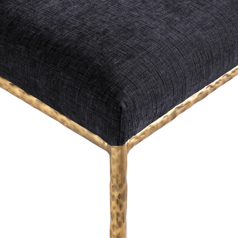Chaise d'appoint en chenille Reeves, Laiton brossé, Tissu chenille noir
