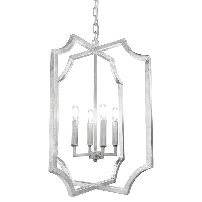 Lustre géométrique à 4 lumières Hudson, Feuille d'argent