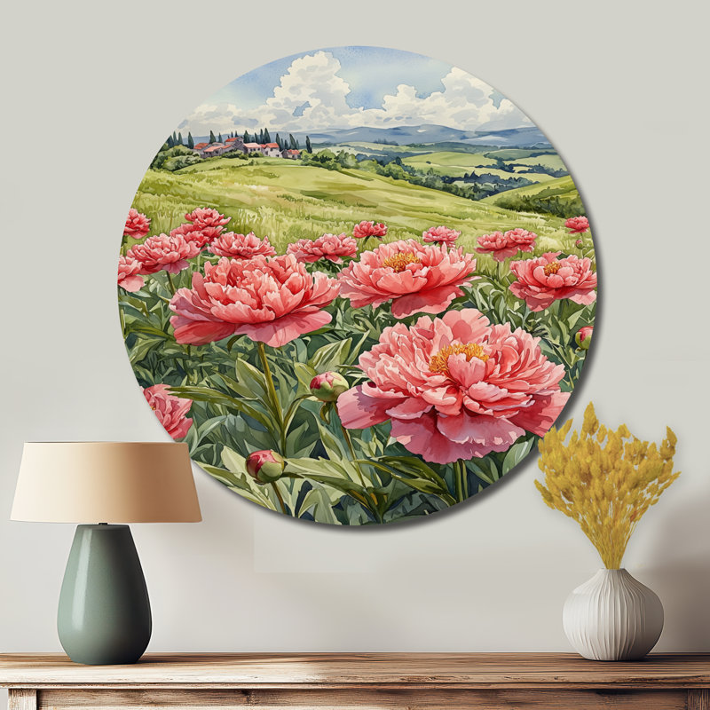 Abilyn - pivoines rondes, impression sur métal, H 16 po x l 16 po