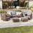 Sinkler 6 Piece Wicker Sofa Seating Group with Cushions and Rocking Swivel Chairs-873275102-873275103