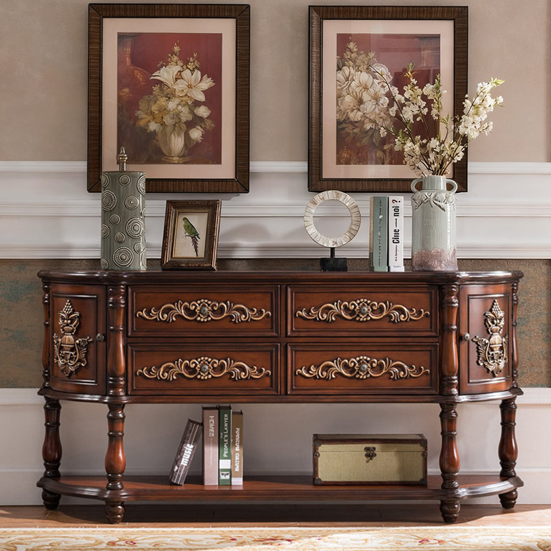Console en bois massif 78,7 po , Brun, Brun