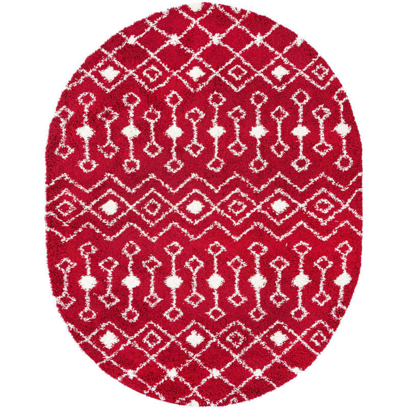 Tapis à poil long à motif treillis marocain Griego, Ovale 7 pi 10 po x 10 pi