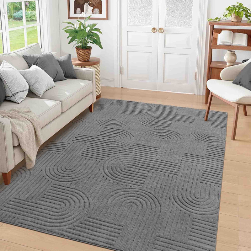 Geometric 230cm X 160cm Area Rug, Grey