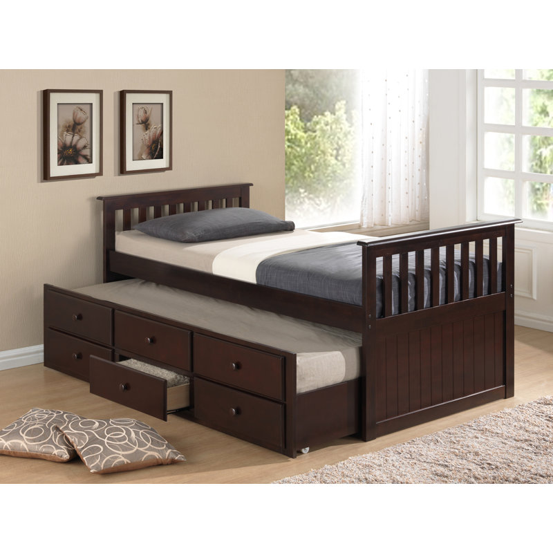Marco Island Captain's Bed with Trundle Bed and Drawers, Espresso, Full