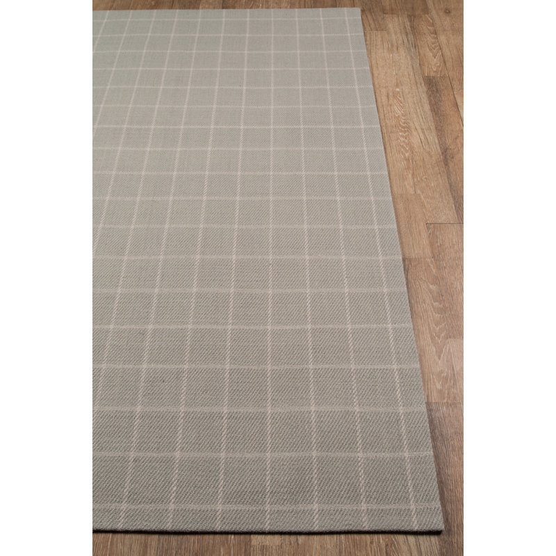 Marlborough Wool Plaid Area Rug in Gray, Rectangle 3'6" x 5'6"