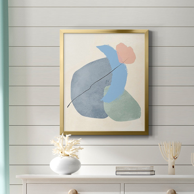 «Pastel Assemblage II», toile encadrée de qualité supérieure - prête à être accrochée, Or, H 24 po x l 20 po