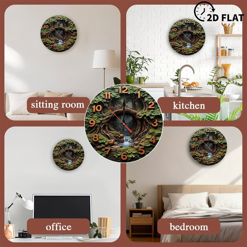 Unique Waterfall Tree Root Bridge Wall Clock