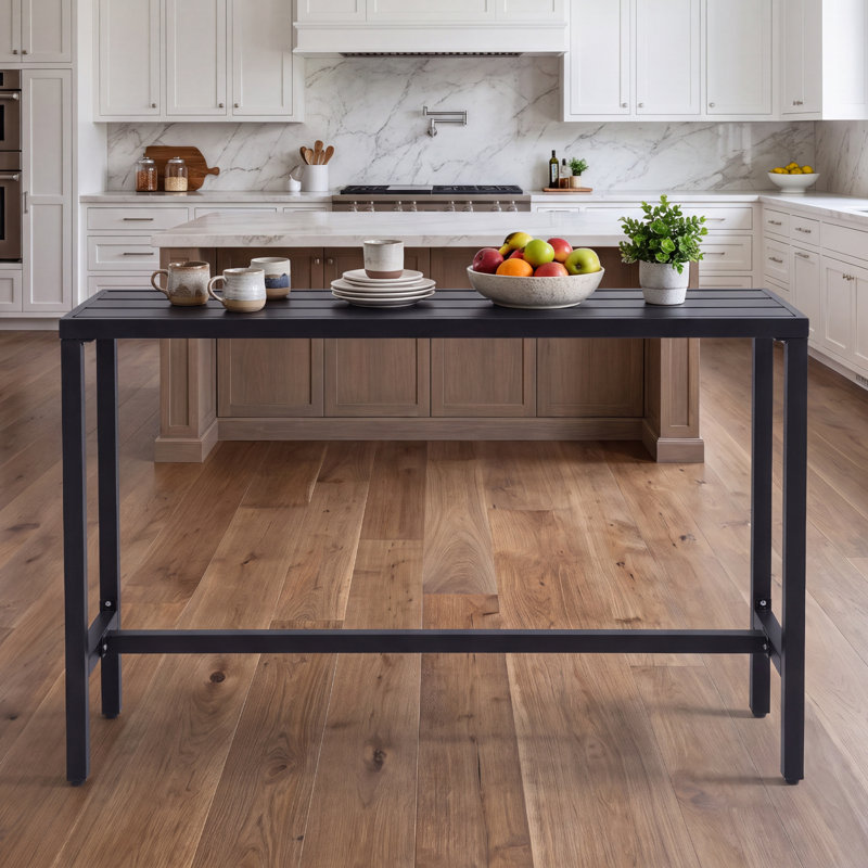 Counter Height 36.97'' Iron Bar Table, Black, 15.6" W x 54.6" L