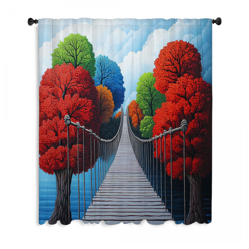 Rideaux suspendus, voilages et voilages - 1 panneau Suspension Bridge, L 50 po x L 84 po