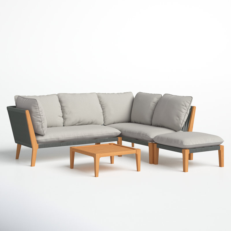Habitat Eucalyptus 5 - Person Modular Patio Conversation Set with Cushions, Gray