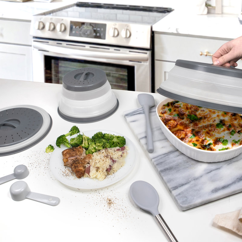 Tovolo Universal 3-Piece Plastic Lid Set, Gray