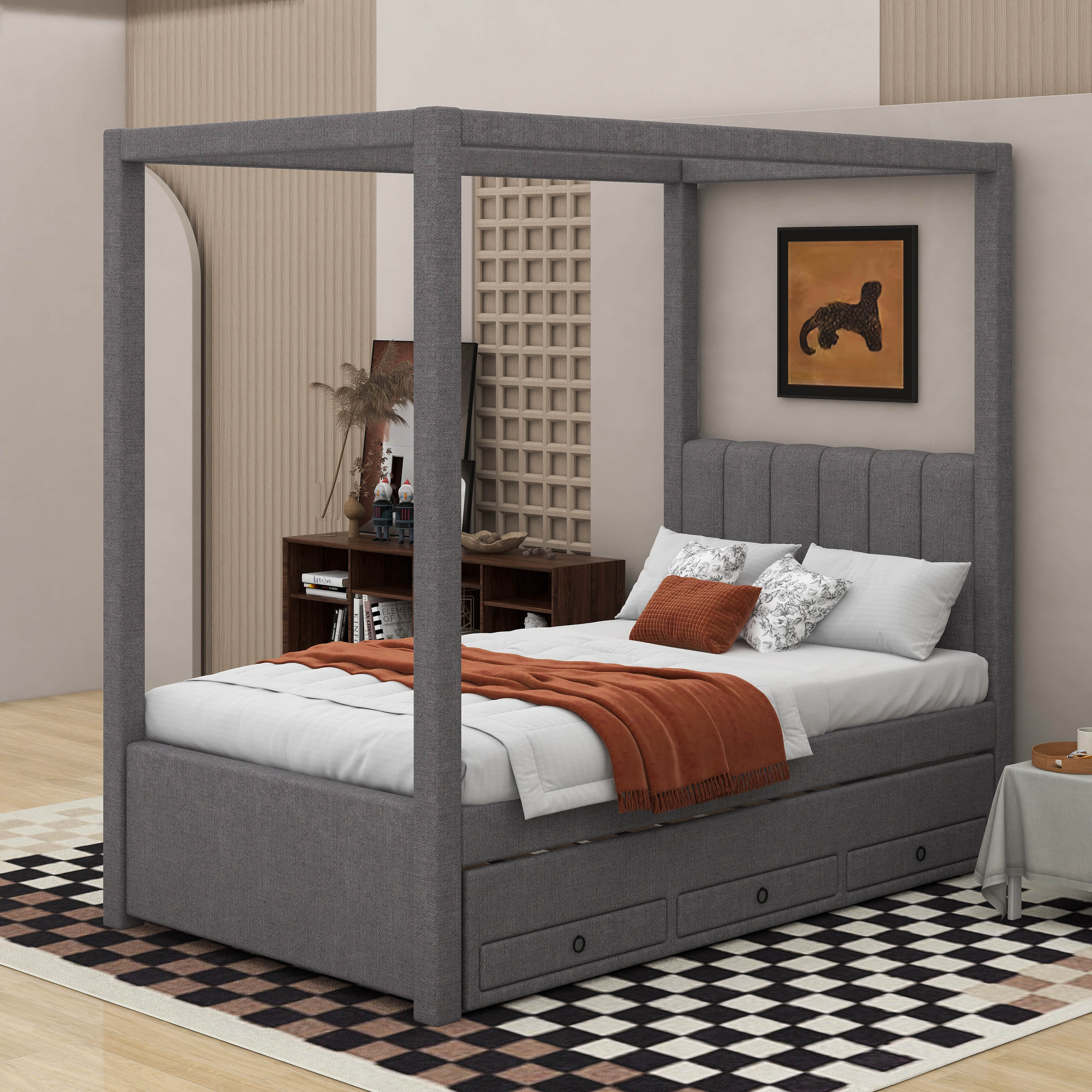Latitude Run® Johnah Upholstered Canopy Storage Bed | Wayfair