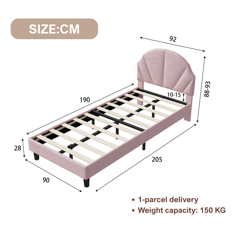 Bed, 90 x 190cm, Pink