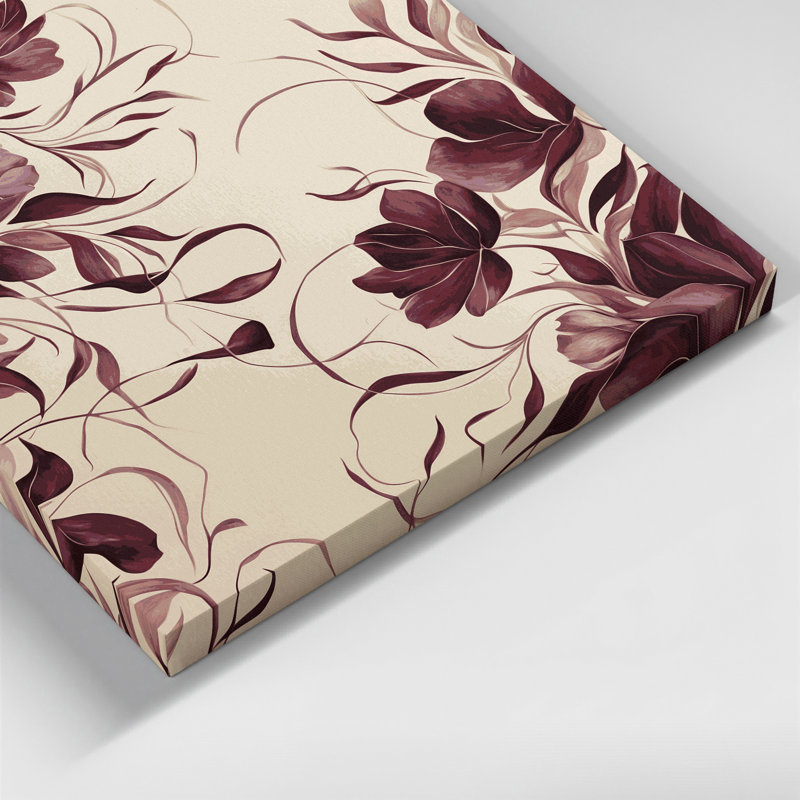 "Abstract Florals" 38, art mural sur toile beige, H 8 po x l 8 po