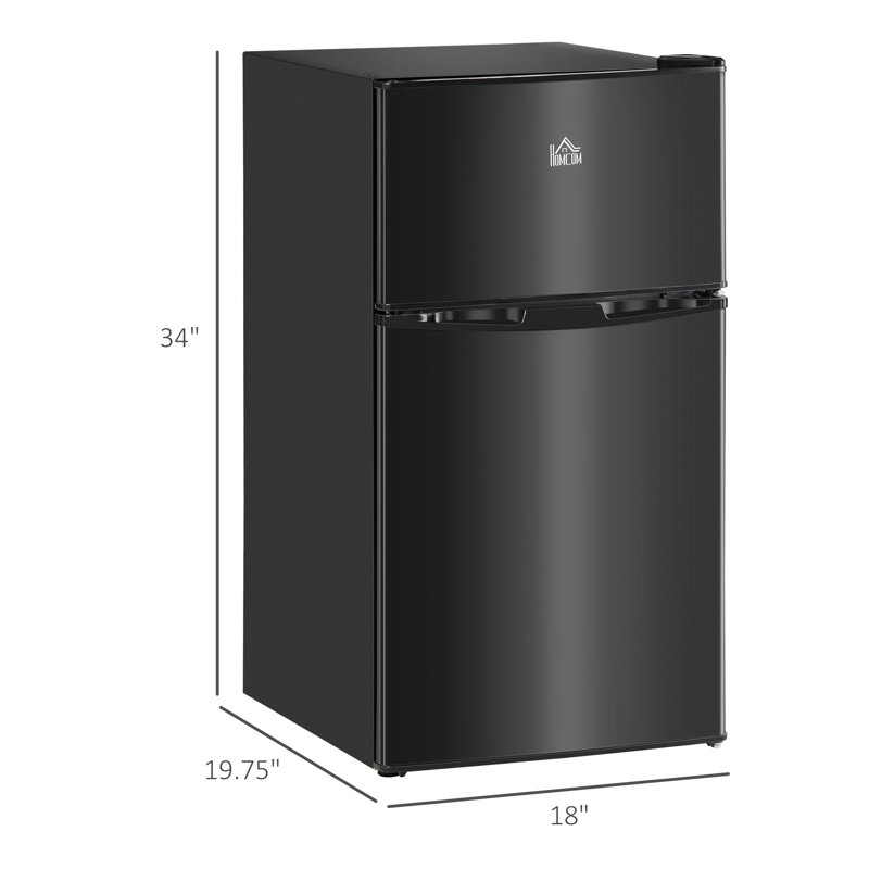 Double Door Mini Fridge With Freezer, Black