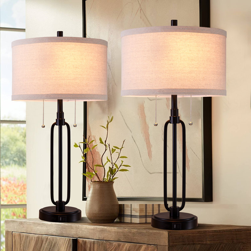 26" Metal USB & Type-C Modern Table Lamp