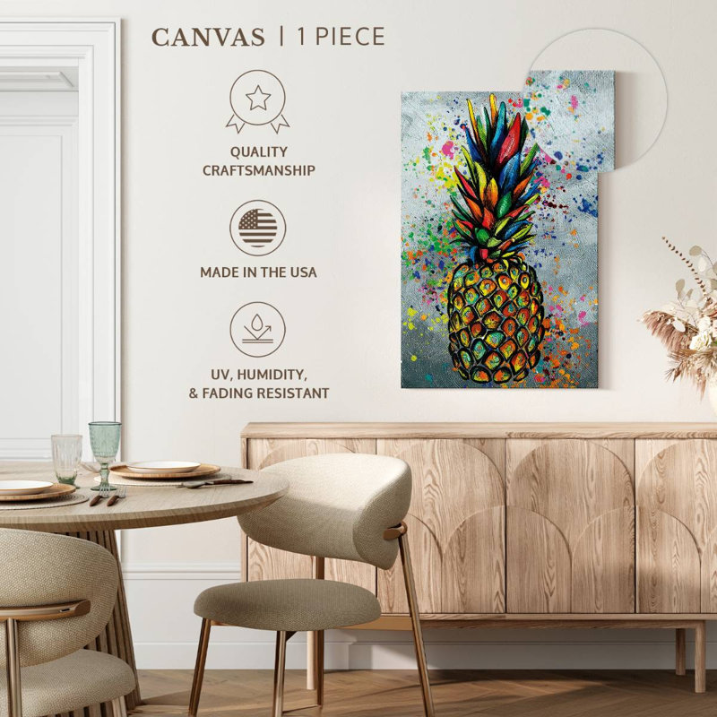 Pineapple Color Splash, peinture sur toile, H 48 po x l 32 po x P 1,25 po