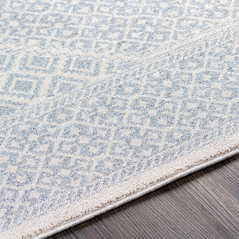 Tapis gris / ivoire à motif géométrique Foxborough, Rectangle 2 pi x 3 pi