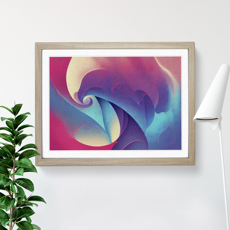 Divine Abstract Fractals - Single Picture Frame Print, 46cm H x 64cm W, Oak