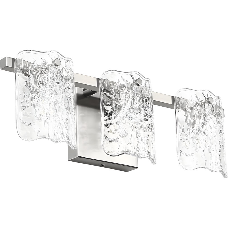 Applique murale à 3 lumières pour salle de bain en nickel brossé avec abat-jour en verre transparent, applique murale moderne pour l'éclairage du miroir de salle de bain