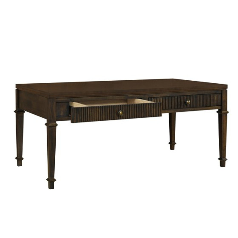 Table basse cannelée à 2 tiroirs