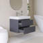  Meuble-lavabo mural simple gris avec plateau en résine intégré blanc-703657751