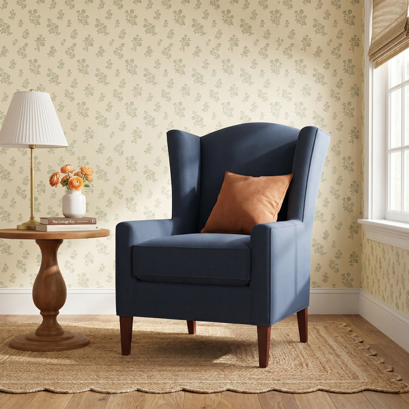 Cataria Upholstered Wingback Chair, Manhattan, No, Ida Light Gray