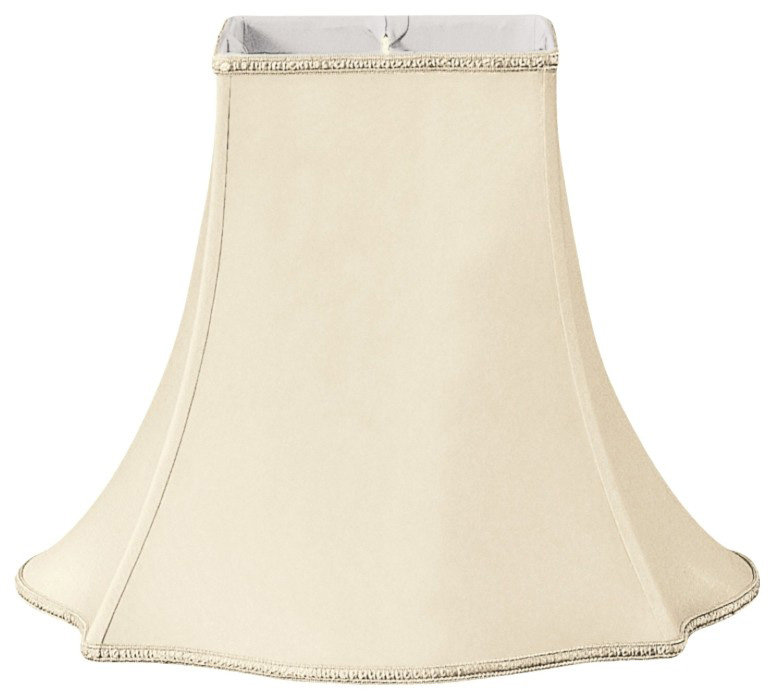 Abat-jour cloche en soie / shantung (araignée), Beige / blanc cassé, H 8,75 po x l 10 po x P 10 po