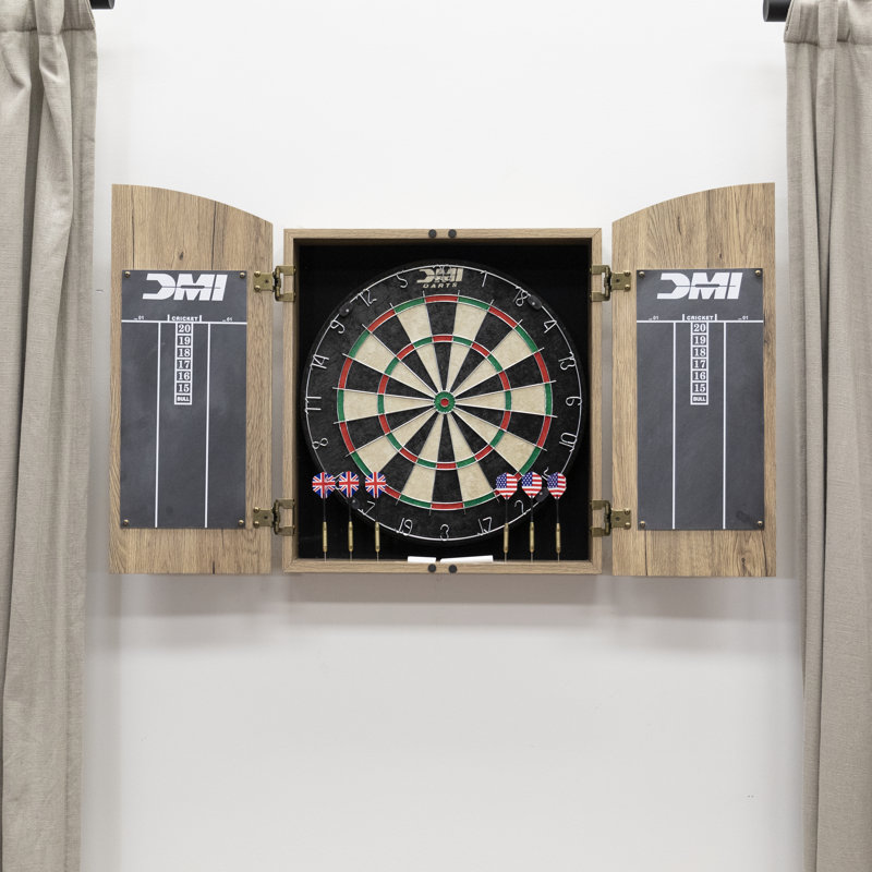 DMI Sports Bristle Dartboard And Cabinet Set (Darts Included)