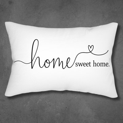 Decorative Lumabar Pillow – Home Sweet Home Calligraphy Textual Cushion