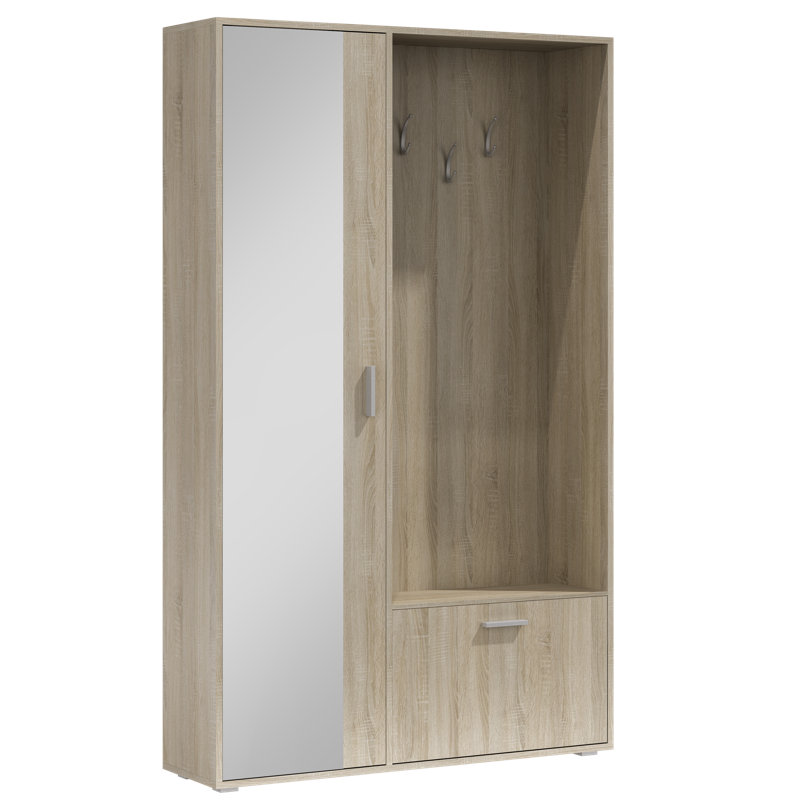 Entrance Wardrobe BIS Hall Tree 120cm Wide with Shoe Storage, Sonoma Oak