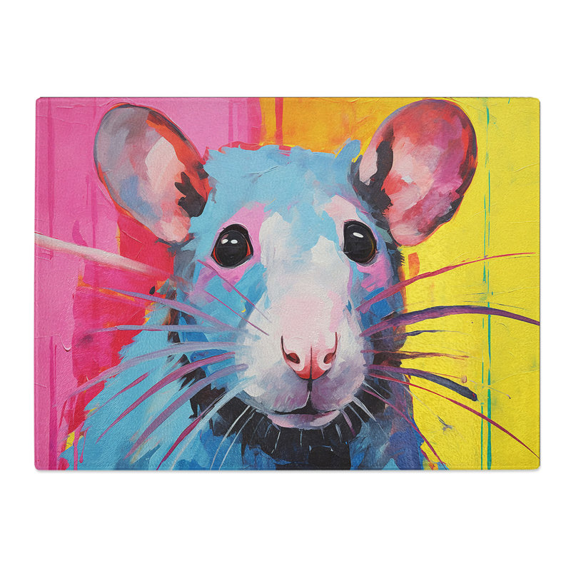 Rat Pop Art  Glass Chopping Board