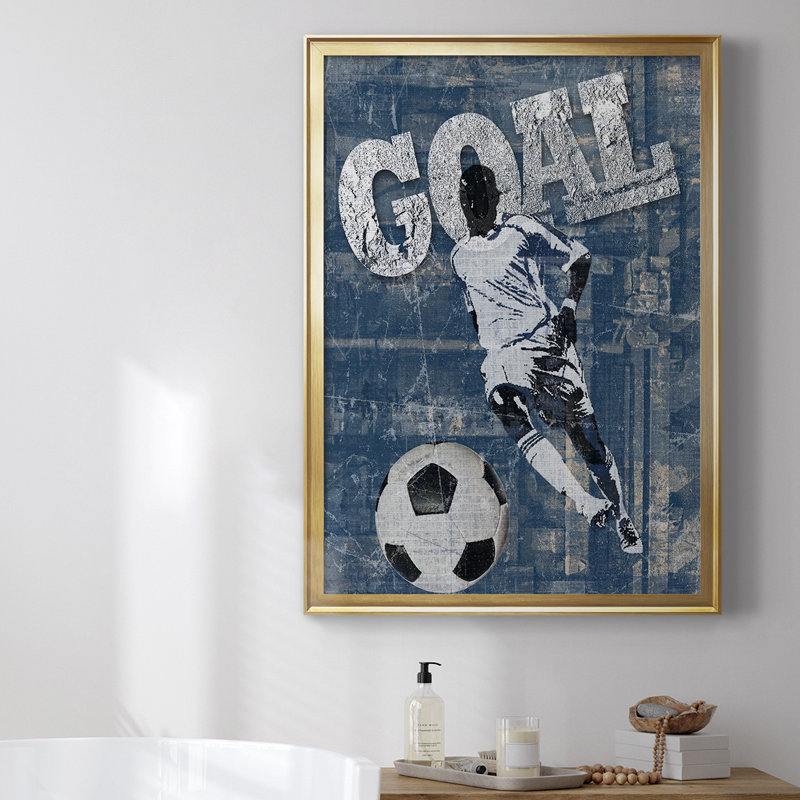 Toile encadrée de qualité supérieure avec objectif de buteur, Or, H 42,5 po x l 30,5 po x P 1 po