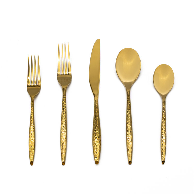 Avellino 20 Piece 18/10 Stainless Steel Flatware Set, Service for 4, Shiny Gold